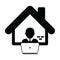 Online jobs icon for working from home symbol with male user person profile avatar for business and finance in a flat color glyph