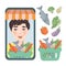 ONLINE KETO Food Trading Smartphone Vector Illustration Set
