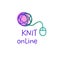 Online knit workshop, creative course, master class vector template logo, badge, sign, label. All for knitting