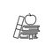 Online learning books apple simple line icon