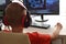 Online learning. boy is playing an online game on  internet. children`s gambling addiction