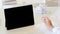 online learning empty screen student tablet black