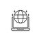 Online learning globe laptop simple line icon