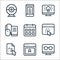online learning line icons. linear set. quality vector line set such as computer, score, exam, cursor, calendar, online learning,