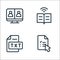 Online learning line icons. linear set. quality vector line set such as exam, text file, ebook