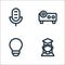 online learning line icons. linear set. quality vector line set such as graduation, light, projector