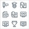 online learning line icons. linear set. quality vector line set such as high definition, trophy, online learning, computer, ebook