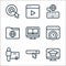 Online learning line icons. linear set. quality vector line set such as online learning, search bar, certificate, time, ebook,