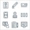 online learning line icons. linear set. quality vector line set such as online learning, test, online learning, library, location