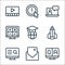 online learning line icons. linear set. quality vector line set such as question, score, search, pencil, graduation, maths,