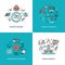 Online learning, tutorials and education vector concepts set