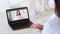 online learning video chat student teacher laptop