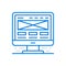 Online letter line vector icon. Email messages envelope on monitor screen.