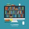 Online library education concept flat design