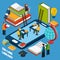 Online library isometric concept