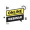 Online Live Webinar Button, label - banner design template. Vector illustration