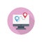 Online location flat color icon