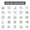 Online magazine line icons, signs, vector set, linear concept, outline illustration