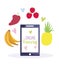 Online market, buying grocery food products in mobile app