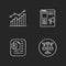 Online marketing elements chalk white icons set on black background