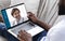 Online Medical Consultancy. Unrecognizable Man Having Video Call With His Doctor