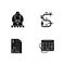 Online medical service black glyph icons set on white space