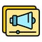 Online megaphone icon vector flat