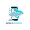 Online mobile laundry vector logo design