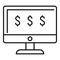 Online money computer icon, outline style