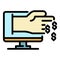 Online money give icon color outline vector