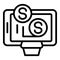 Online money icon outline vector. Video monetize