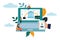 Online money transfer. People send money via smartphone. internet banking. worldwide payment. Flat vector illustration.