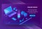 Online music vector isometric concept background