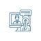 Online negotiations line icon concept. Online negotiations flat  vector symbol, sign, outline illustration.