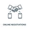 Online Negotiations line icon. Monochrome simple Online Negotiations outline icon for templates, web design and