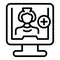 Online nurse monitor icon outline vector. Medic care