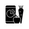 Online nutrition tracker black glyph icon.