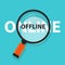 Online offline concept business analysis magnifying glass symbol