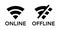 Online offline wifi icon vector. On off internet network concept