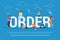 Online order concept vector illustration of people ordering and purchasing goods