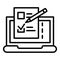 Online pencil check vote icon, outline style