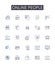 Online people line icons collection. Digital citizens, Internet users, Cyber populace, Web audience, Virtual community