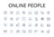 Online people line icons collection. Digital citizens, Internet users, Cyber populace, Web audience, Virtual community