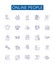 Online people line icons signs set. Design collection of Internet, Users, Networkers, Surfers, Consumers, Viewers