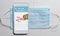 Online pharmacy. Application in smartphone for online ordering of medicines. Medical disposable face mask and the phone on a white