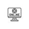 Online pharmacy line icon