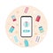 Online phone pharmacy delivery icon