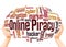 Online piracy word cloud sphere concept