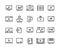 Online player line icons. Video streaming online tutorial digital presentation podcast screen, online video player