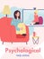 Online psychological help banner or poster design, flat vector illustration.